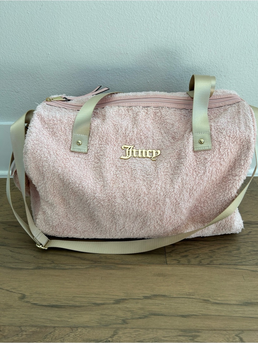Juicy Couture Macroon Pink Terry Duffle Weekender Bag with Coin Purse